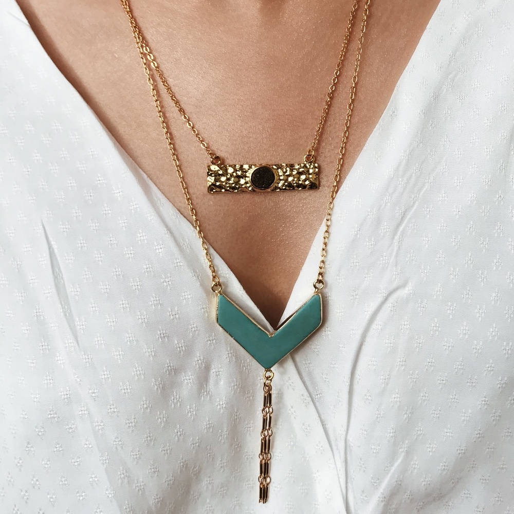 Turquoise Chevron Necklace